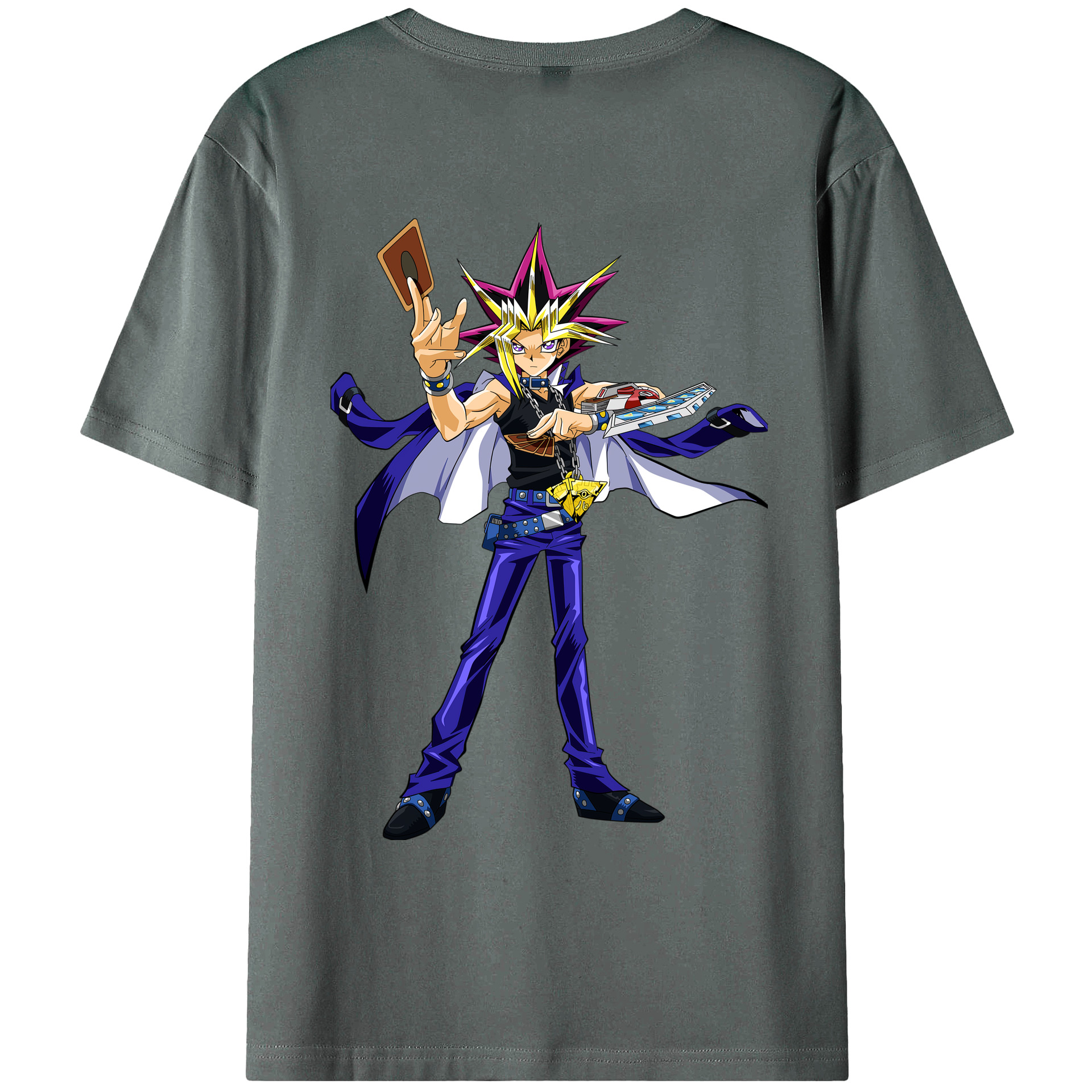 （画像用） 遊☆戯☆王 Yu-Gi-Oh! 綿100％ メンズ半袖Tシャツ（バックプリント） 通気性